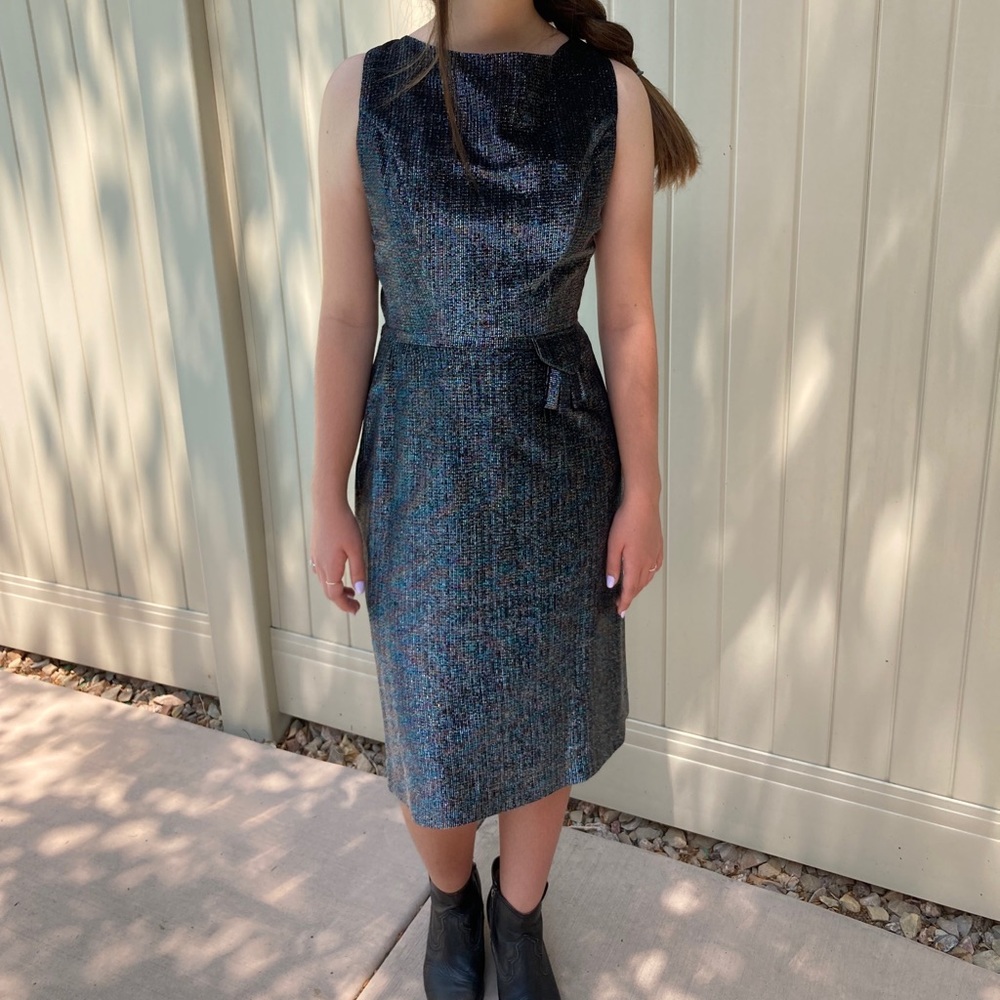Vintage Black and Iridescent Fitted Cocktail Dress - Picture 3 of 14